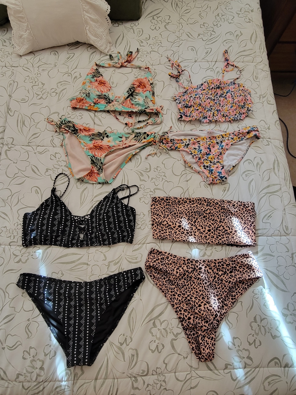 Mixed Print Bikini Set Bundle - Floral, Smocked Floral, Black Geo & Leopard